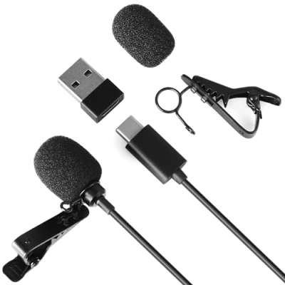 Image de Daffodil Micro Cravate Type C Lavalier Filaire MCP150 USB Omnidirectionnel Dynamique HF Smartphone Ordinateur PC Mac Lapel Youtubeur TikTok Vlog Professionnel Android Discret Adaptateur