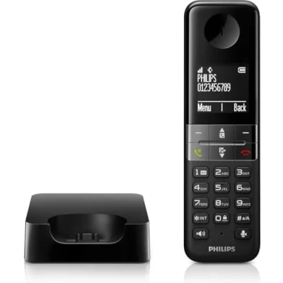 Image de Philips Téléphone DECT D4701B sans Fil écran 4,6cm Noir Plug and Play Conception optimisée