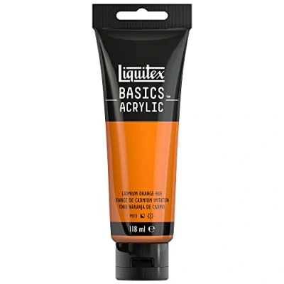 Image de Liquitex 8870037 Basics peinture acrylique, artistique monopigmentée, résistante à la lumière, qualité archive, finition satinée, tube De 118 ml Orange Cadmium Imitation