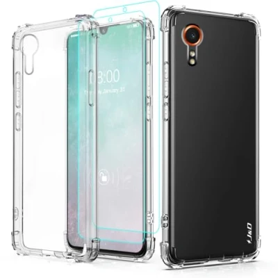 Image de J&amp;D Compatible pour Samsung Galaxy Xcover 7 Coque, Clair Antichoc Housse avec (2 Paquet) Protection D’Écran, Anti Jaune Ultra TPU Bumper Case 7, Transparent