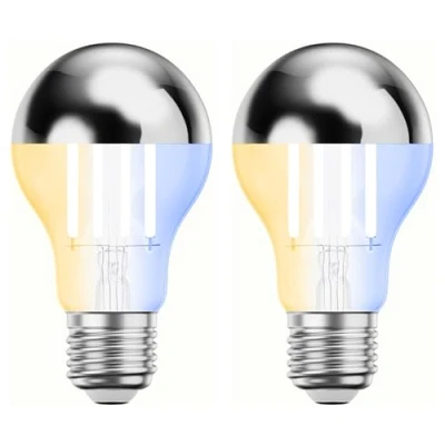 Image de ledscom.de 2 ampoules LED E27, A60, blanc chaud froid (2700 7000 K), 4,8 W, 486lm, Smart Home, WLAN, Alexa, miroir de tête (argent)