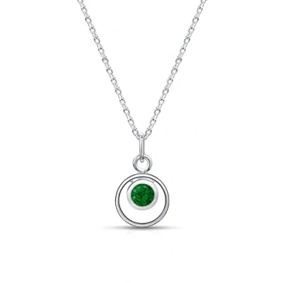 Image de Amberta Lumini Collier avec Pendentif Pierre de Naissance Simulée en Argent Sterling 925 pour Femme: Mai Imitation Emeraude Zircon Cubique