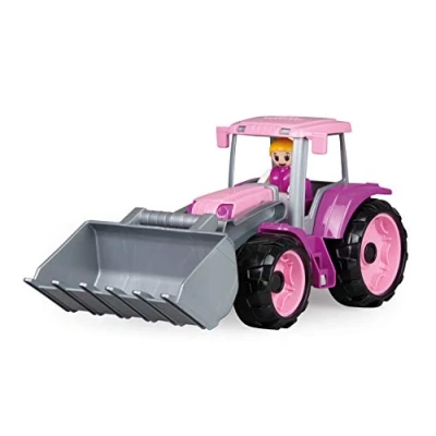 Image de Lena 04452 TRUXX Tracteur Rose avec Pelle Frontale, véhicule d&#039;env. 34 cm, et Figurine entièrement Mobile, Jouet pour Fillette à partir de 2 Ans en Rose, Violet