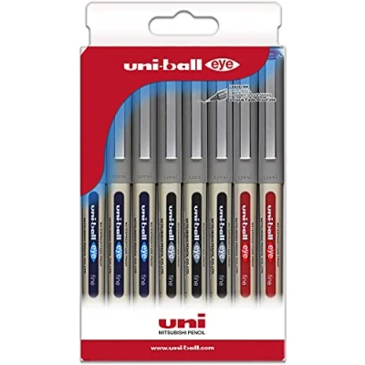 Image de Uni Ball Lot de 8 stylos rollers encre liquide UB 157 couleurs basiques