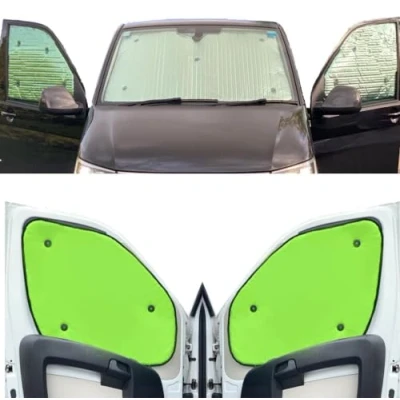 Image de Kit de Stores Compatible avec Renault Trafic (2000 2014)(Ensemble Avant) Couleur la Doublure Jaune Fluo, Réversible