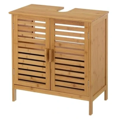 Image de JUANIO Meuble Bas sous lavabo pour Salle de Bain en Bambou Coloris Naturel Longueur 60 x Profondeur 30 Hauteur 62 cm