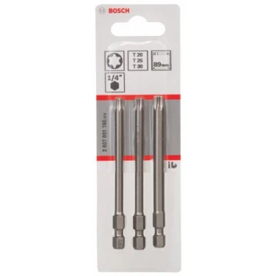 Image de Bosch Accessories 3 Pièces Jeu de Embouts Vissage Courts Qualité Extra Dure, T Séries, 89mm Longueur