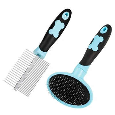 Image de Tonyg p Kit de brosse toilettage pour chien avec poils longs Bleu