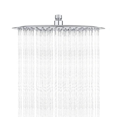 Image de Ibergrif Tete de Douche Inox Economie d&#039;Eau, Pommeau Ronde 30CM, Pluie Universelle Filetage 1/2 Pouce, Rotatif 360, Inclinable 30, Facile à Installer et Nettoyer