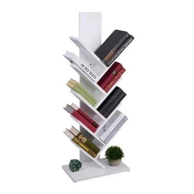 Image de Relaxdays Bibliothèque prenant la Forme d&#039;un Arbre, pour Vos bouquins préférés, HLP : 102 x 40 21,5 cm, Blanche