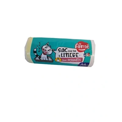 Image de Aimé Sacs Litière Chat x12 Format Universel 42x30 cm pour Bac à avec Poignées Refermables le Bien Être de votre Hygièniques Litières