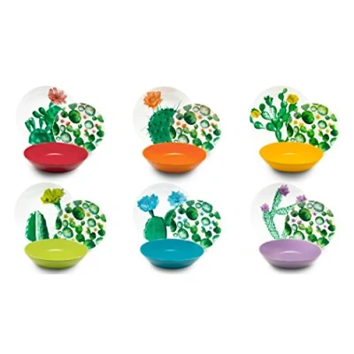 Image de Excelsa Color Cactus Service de vaisselle 18 pièces, porcelaine et céramique, multicolore