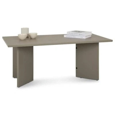 Image de Table basse MESA pour salon en bois massif gris, Design rectangulaire moderne, Pieds angulaires, 110 x 45 60 cm
