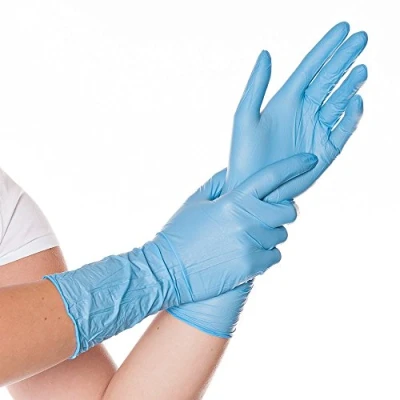 Image de Gants en nitrile FRANZ MENSCH HYGOSTAR SAFE LONG Non poudrés Bleu Taille XL