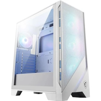 Image de MSI MAG Forge 320R Airflow White Boîtier PC Moyen Tour ATX, Compatible avec Les RTX 40, Ventilateurs ARGB, filtres à poussière magnétiques, Verre trempé, Hub de contrôle USB Type A 3.2 Gen 1