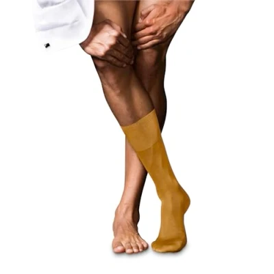 Image de FALKE Numéro 9 M So Pure Fil d&#039;Écosse Coton Uni 1 Paire Chaussettes, Jaune (Ambre 1851), 41 42 Hommes