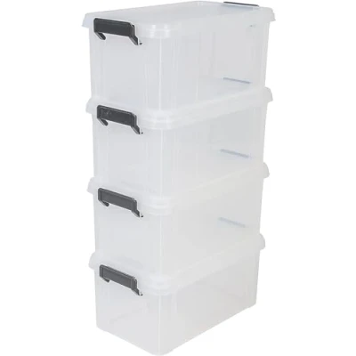 Image de IRIS OHYAMA Lot de 4 boîtes rangement Multi Box MBX 6 Plastique L 36,5 x 21,4 16,5 cm Transparent et Noir