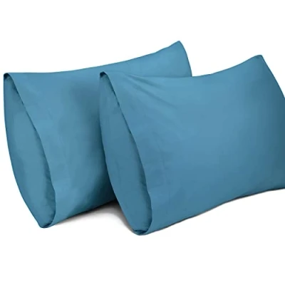 Image de Lirex Lot de 2 Taie Oreiller 40 x 70 cm，100% Coton, 400 Fils, d&#039;oreiller Respirantes, Certification Oeko TEX, Bleu