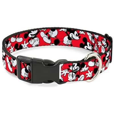 Image de Buckle Down Mickey Mouse Poses Diffuse Collier Clip en Plastique Rouge/Noir/Blanc