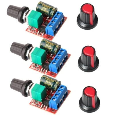 Image de Gebildet 3pièces Mini Moteur Contrôleur de Vitesse, PWM Regulateur DC 5V 35V 5A Réglable Commutateur, 6V 12V 24V Interrupteur Variateur Vitesse avec Indicateur LED
