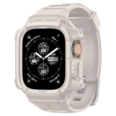 Image de Spigen Rugged Armor Pro Coque et Bracelet Compatible avec Apple Watch Ultra 2 (2023) / (2022) 49mm Beige Dune