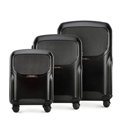 Image de WITTCHEN Lady 2 Line Ensemble de 3 Valises (S+M+L) Voyage en Polycarbonate à 4 Roues pivotantes Serrure Combinaison Manche télescopique Noir