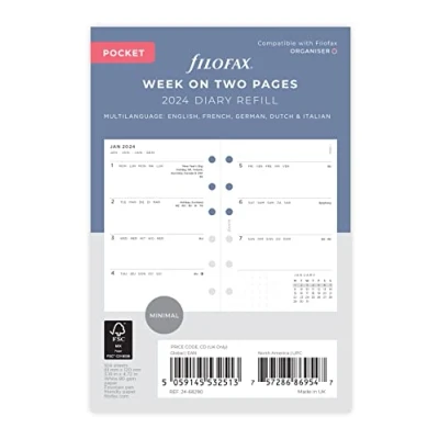 Image de FILOFAX Calendrier Semaine sur deux page Minimal Pocket 2024