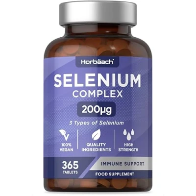 Image de Selenium 200mg 365 Comprimés Vegan Complexe de Sélénite et L Sélénométhionine Pour Système Immunitaire, Cheveux Ongles Complex par Horbaach