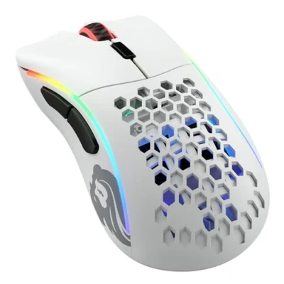 Image de Glorious Gaming Model D (Petite) Wireless Souris de Jeu sans Fil Superlégère, Design nid d’Abeille 67 g, RGB, Ergonomique, 2,4 GHz Latence, Jusqu’à 71 h Batterie Blanc Mat