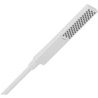 Image de hansgrohe Pulsify E Pommeau de douche économie d&#039;eau avec 5 l/min (EcoSmart+), Douchette à main 1 type jet (PowderRain), carré (100 x 25 mm), Blanc mat