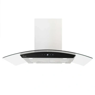 Image de SINUS INSEL HC Hotte aspirante, 90 cm, en acier inoxydable, verre noir, Wi Fi, avec fonction de suivi automatique, commande SensorTouch, pour îlot