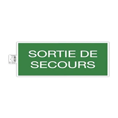 Image de Exacompta Réf. 67004E 1 panneau adhésif SORTIE DE SECOURS En PVC traité anti dérapant et résistant aux UV Dimensions du : 35 x 20 cm Coloris vert blanc