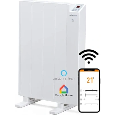 Image de Mellerware Radiateur électrique programmable Comfy! 600W Basse consommation 3 modes + fonction fenêtre ouverte Système anti basculement 10m2 Google Home Alexa Small