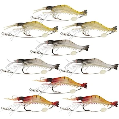 Image de Goture Doux Leurres De Pêche Bait Crevette Lumineux en Plastique Artificielle Leurre Couleur Mixte avec Crochet S&#039;attaquer