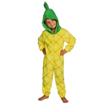 Image de sarcia.eu Pyjama Polaire à Motif d&#039;ananas pour Enfants, grenouillère Capuche 7 8 Ans