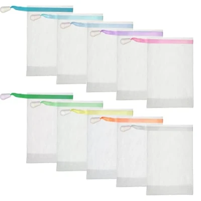 Image de SYEYCW 20 Pièces Sac à Savon, Filet Savon Solide Douche, Sachet de Savons avec Cordon, Nettoyant pour Visage, Nettoyage Soins Peau, Masage, Couleur Aléatoire