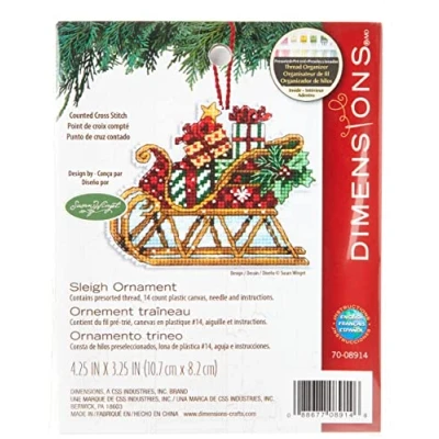 Image de Dimensions Susan Winget Sleigh Ornement compté Point de Croix Kit 4 1/4 X 3 1/4&quot; 14 Compter Une Toile en plast
