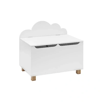 Image de Rebecca Mobili Coffre À Jouets, pour Enfants, Blanc, MDF Pin, avec Couvercle, Chambre d&#039;enfant Dimensions HxLxP : 55 x 60 40 cm Art. RE6844
