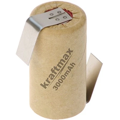 Image de 1 cellule de batterie kraftmax SUB C 3000 mAh / 1,2 V NIMH Haute performance Avec cosse à souder en Z Qualité industrielle