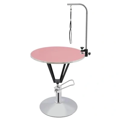 Image de HarBin Star table de toilettage pour animaux compagnie, ronde, hydraulique, relevable, 80 x 70 85 cm, hauteur réglable, en acier inoxydable, chien la maison,