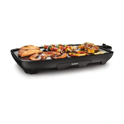 Image de Tefal Booster Plancha électrique, 2200 W, 2 zones de cuisson, Revêtement antiadhésif, Thermostat réglable, Large surface Bac jus compatible lave vaisselle CB642800