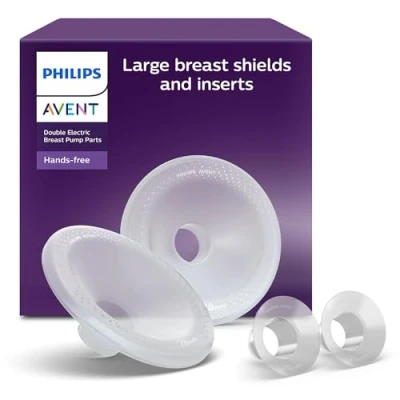 Image de Philips Avent téterelles (28 mm) et inserts (26 grande taille pour tire lait électrique mains libres, SkinSense uniques, compatibles avec les flacons de recueil, SCF552/11