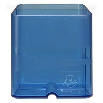 Image de Exacompta Réf. 67760D carton de 10 Pots à crayons PEN CUBE Chromaline Avec 2 compartiments taille et hauteur différentes Dimensions 7,4x7,4x9,3 cm Couleur bleu royal translucide