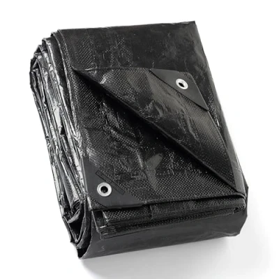 Image de GUARD SHIELD Bâche avec œillets Imperméable 6 m x 10 Noir Multifonction En polyester 120 g/m² de protection multi usages Indéchirable Stabilisée