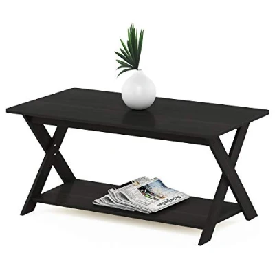 Image de Furinno Modern Simplistic Criss Crossed Table Basse, Espresso, Bois dense, Marron, One Size