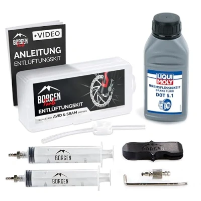 Image de Borgen Kit de Purge Convient pour AVID SRAM Freins à Disque hydrauliques I d&#039;entretien Frein vélo avec Instructions détaillées incluses Système Bleeding Edge