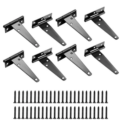 Image de 8 Pièces Charnière en T de Porte, 4 Pouces Portail Jardin, Charnières Pliantes Acier Inoxydable avec Vis, Gond Porte pour Portes Cabanon (T)