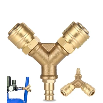 Image de TIDEVAN Distributeur d&#039;Air Comprimé,1/4 Pouce Connecteur Comprimé d’Air en Y Laiton NW 7.2 Antirouille Enfichable Tuyau