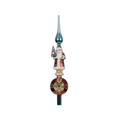 Image de Kaemingk Pointe de sapin Noël en verre avec 40 cm haut exceptionnelle décoration et Rouge bleu