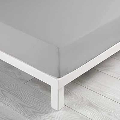 Image de douceur d&#039;intérieur, Drap Housse (140 x 190 cm) Linette Gris, 100% Coton